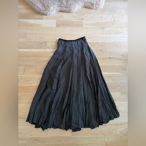 100% Silk Odille Green Crinkled Maxi Skirt